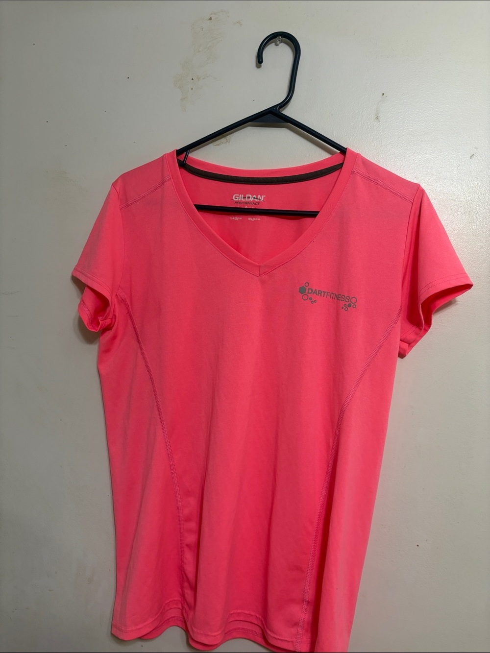 Gildan Women's Neon Pink V-Neck Performance Tee
